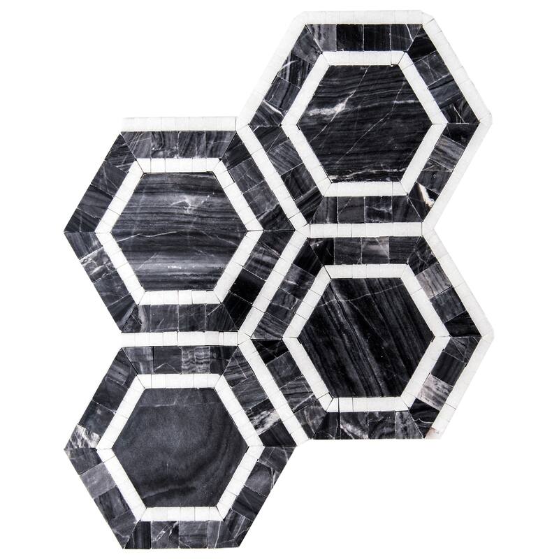 Santorini Roman Hex 6x6 Carrara Marble Mosaic Tile - Wall & Backsplash
