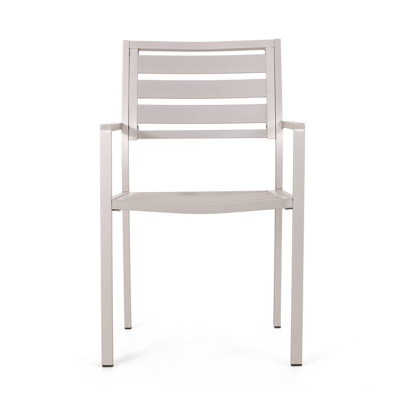 Aluminum Dining Chair Set of 2, Kitchen Dining Chairs Family Gatherings Bistro Chair, Outdoor Garden Chair Side Chair, Silver