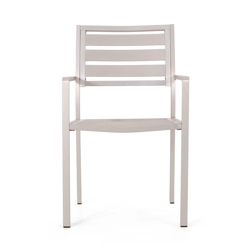 Cape Coral Outdoor Modern 4 Seater Aluminum Dining Set with Wicker Table Top by Christopher Knight Home