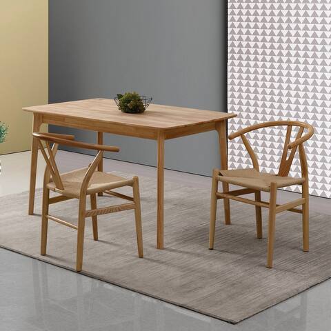 Fully Assembled Solid Wood Y-shaped Woven Dining Chair(Set of 2) - 30.3"H x 21.7"L x 19.1"W