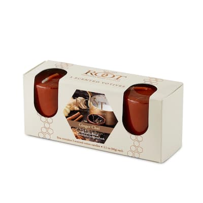 ROOT Candles Scented 20 Hr. Votive, Ginger Chai, box of 3 ea.