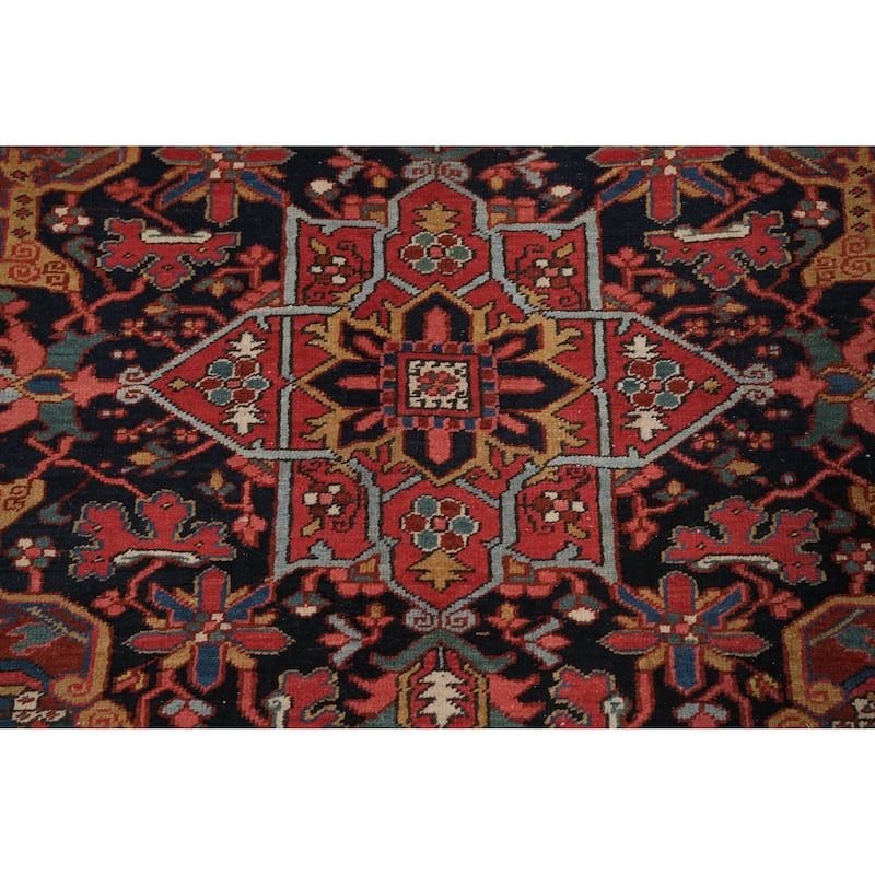 Hand Knotted Oriental 100% Wool Carpet Traditional Medallion Oranges & Rust Heriz (serapi) Area Rug - 11' 11'' X 8' 11''