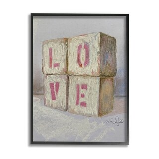 Stupell Love Typography Kids' Building Block Arrangement Framed Wall ...