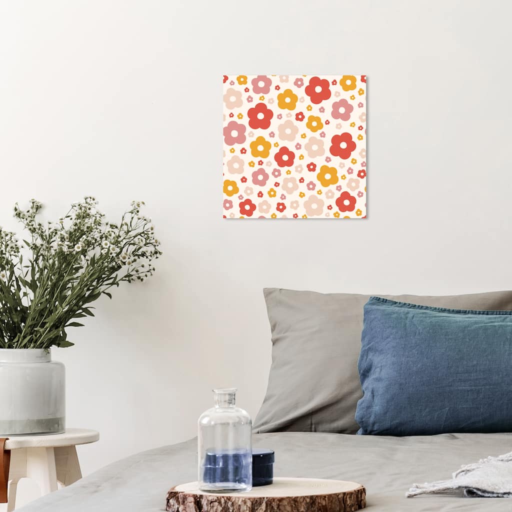 Wynwood Studio Canvas Floral and Botanical Little Flowers Square Orange Modern & Contemporary Wall Art Canvas Print