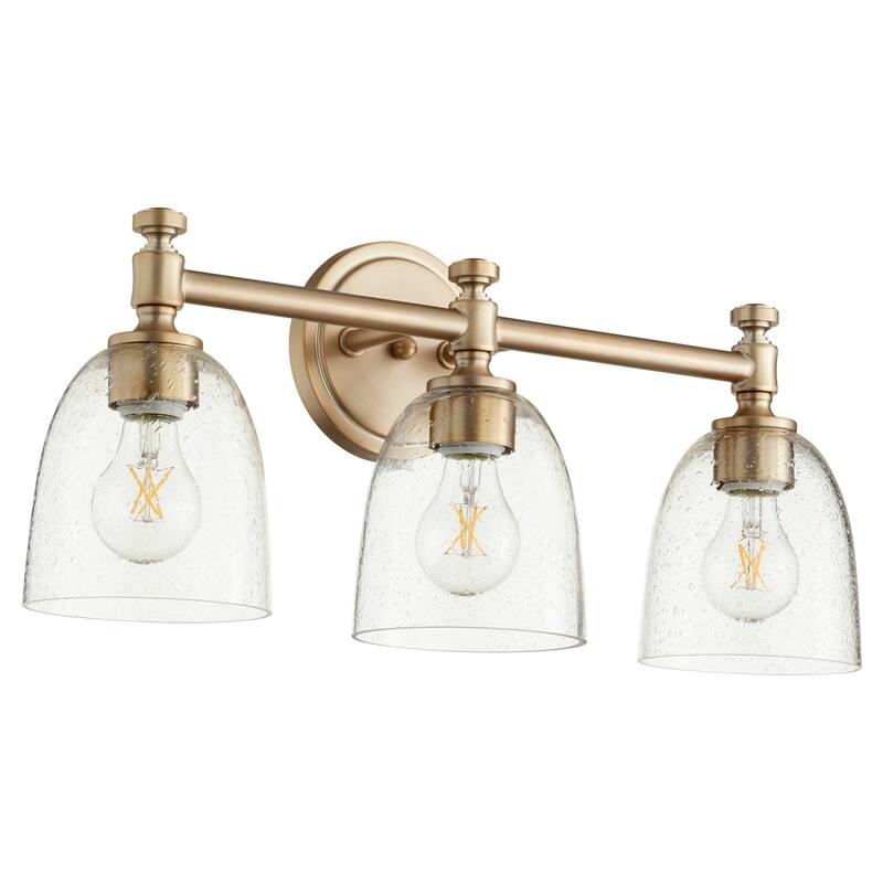 Quorum International Rossington 3 Light 22" Wide Vanity Light - Aged Brass / Clear Seeded