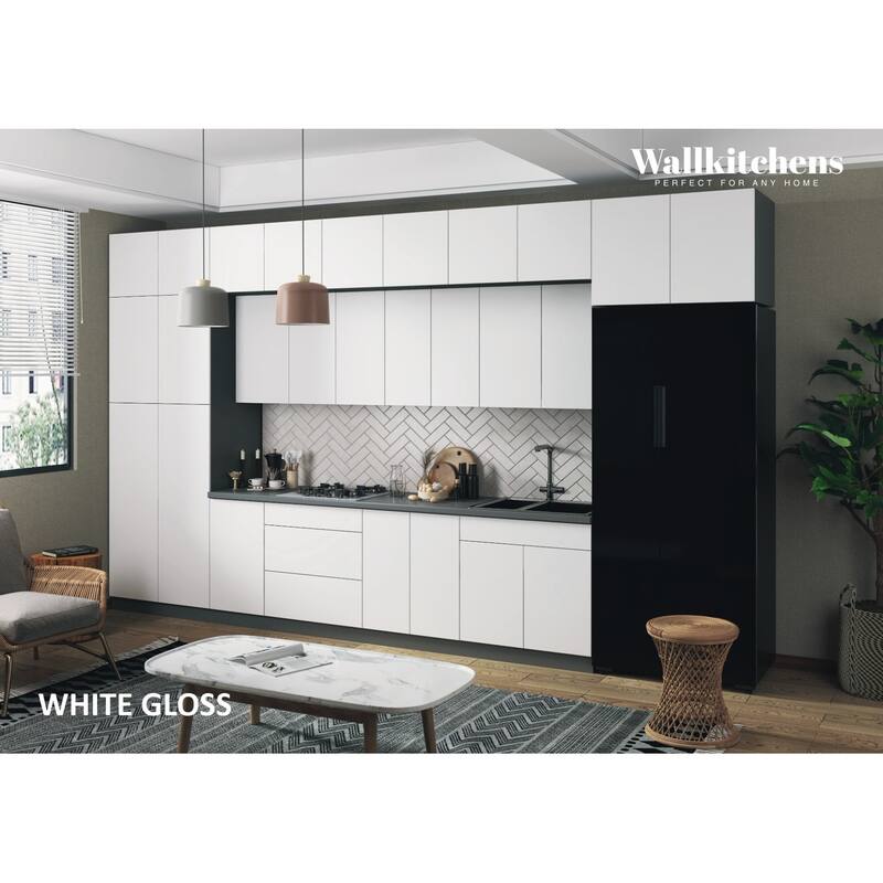 Kitchen Serene Collection White Gloss Color Base Size 15Ft Wide - 180x107