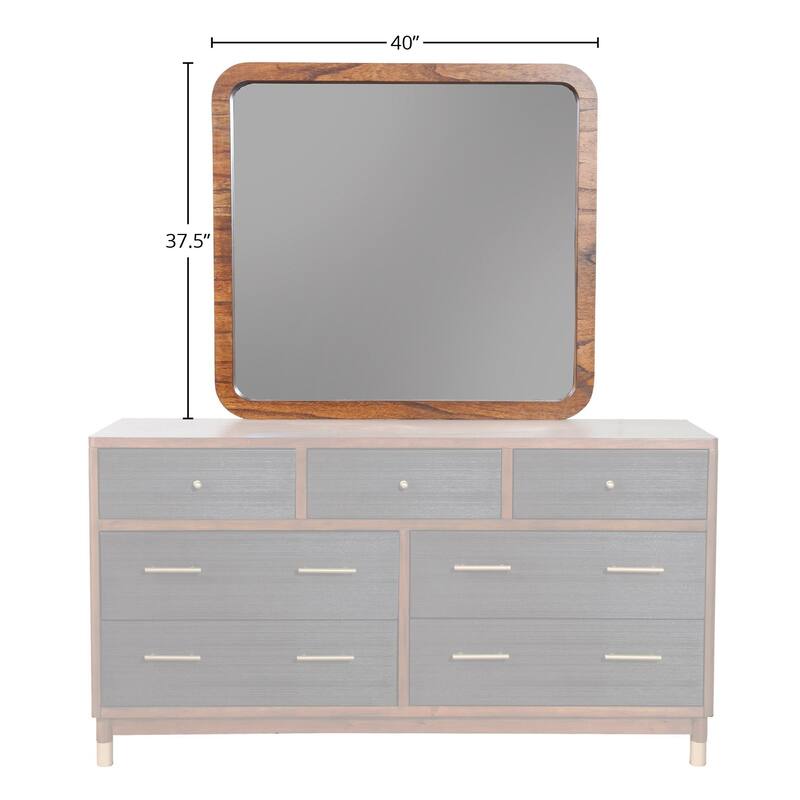 Alpine Furniture Belham Wood Mirror in Dark Walnut (Brown) - Assembled