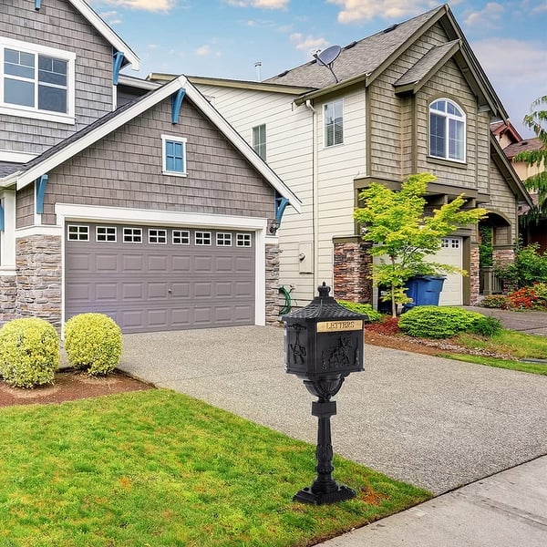 Cast Aluminum Mail Boxes for House with Post Rustproof Mailbox - On ...