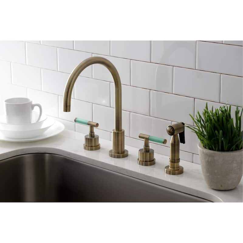 Kingston Brass Kaiser Widespread Kitchen Faucet with Brass Sprayer
