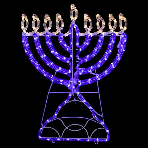 Shop 23 Clear And Blue Led Rope Light Commercial Hanukkah Menorah N A Free Shipping Today Overstock 29259005