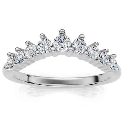 3/8Ct Diamond Contour Wedding Guard Ring Womens Band Gold Lab Grown