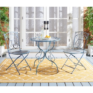 SAFAVIEH Outdoor Living Semly Victorian Iron 3-Piece Patio Bistro Set - 17"W x 21"D x 36"H