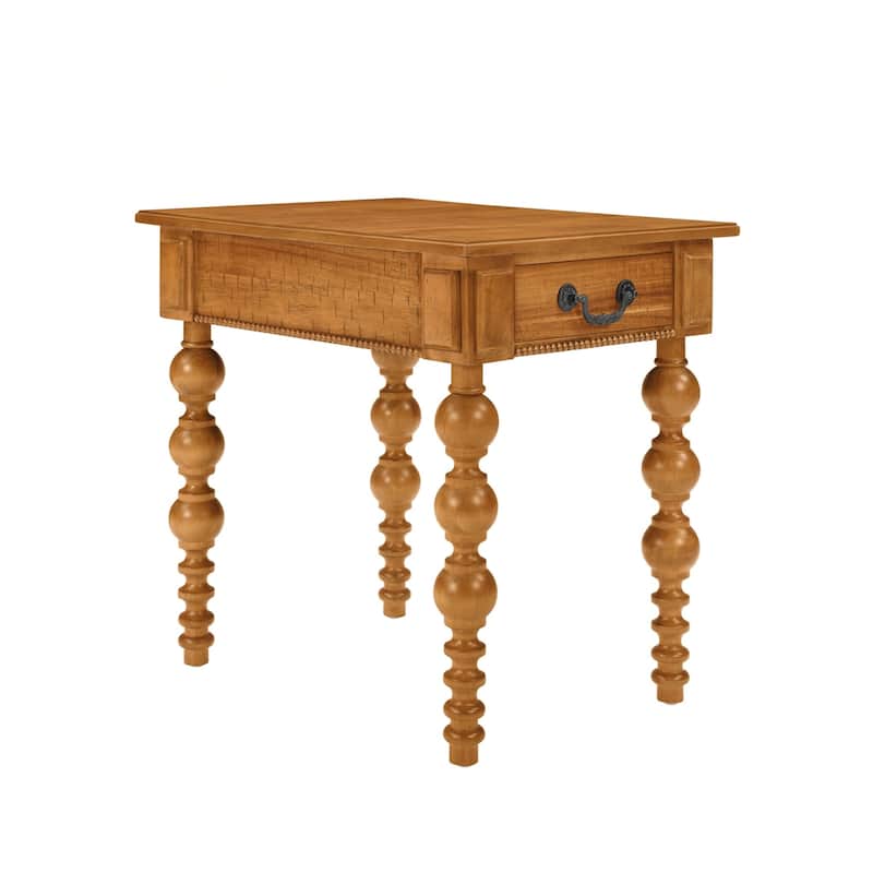 Solid Wood End Table with Drawer, Easy Assembly Vintage Narrow Sofa Side Table for Living Room