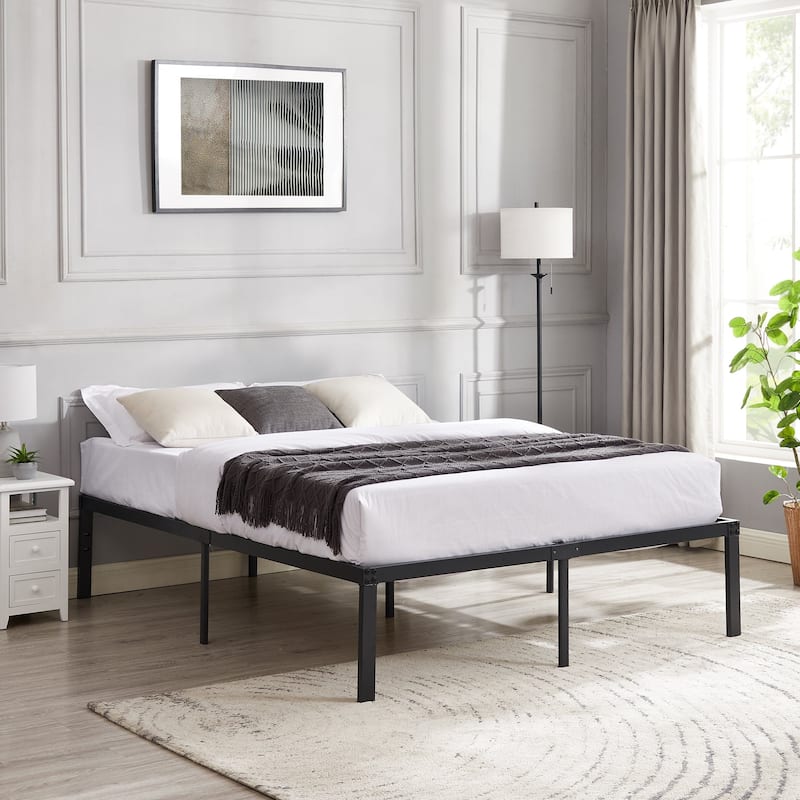 Javlergo 14/16/18 Inch Metal Platform Bed Frame, Heavy Duty Slat Support /No Box Spring Needed