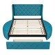 preview thumbnail 9 of 19, Queen Upholstered Platform Bed with 1 Drawer,2 Side Storage Stool