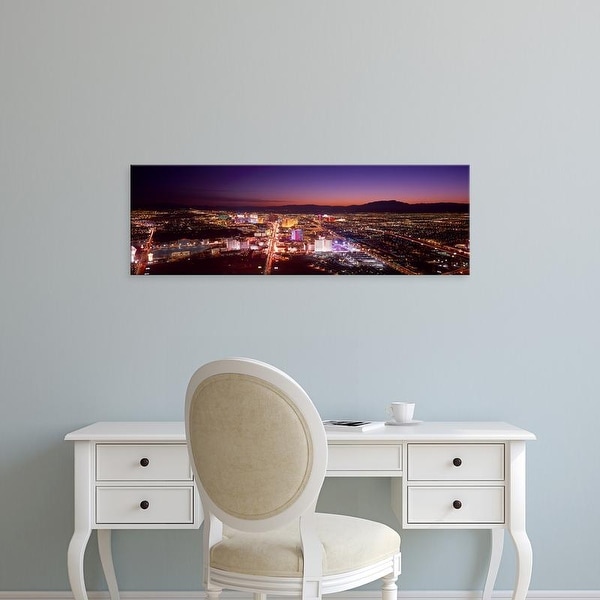 Easy Art Prints Panoramic Image 'View of a city lit up at dusk, City of Las Vegas, Clark County, Nevada' Canvas Art
