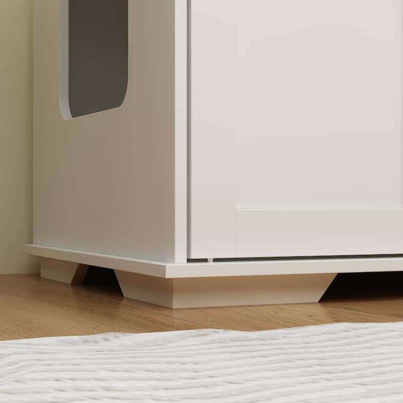47.2"W Cat Litter Box Enclosure Dual-Door Hidden Furniture Black/White