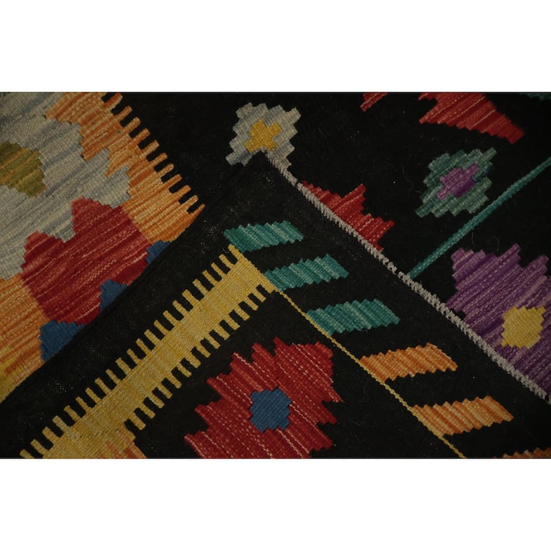 Hand Woven Oriental 100% Wool Carpet Southwestern Tribal Multi-Colored Kilim Area Rug - 11' 6'' X 8' 2''