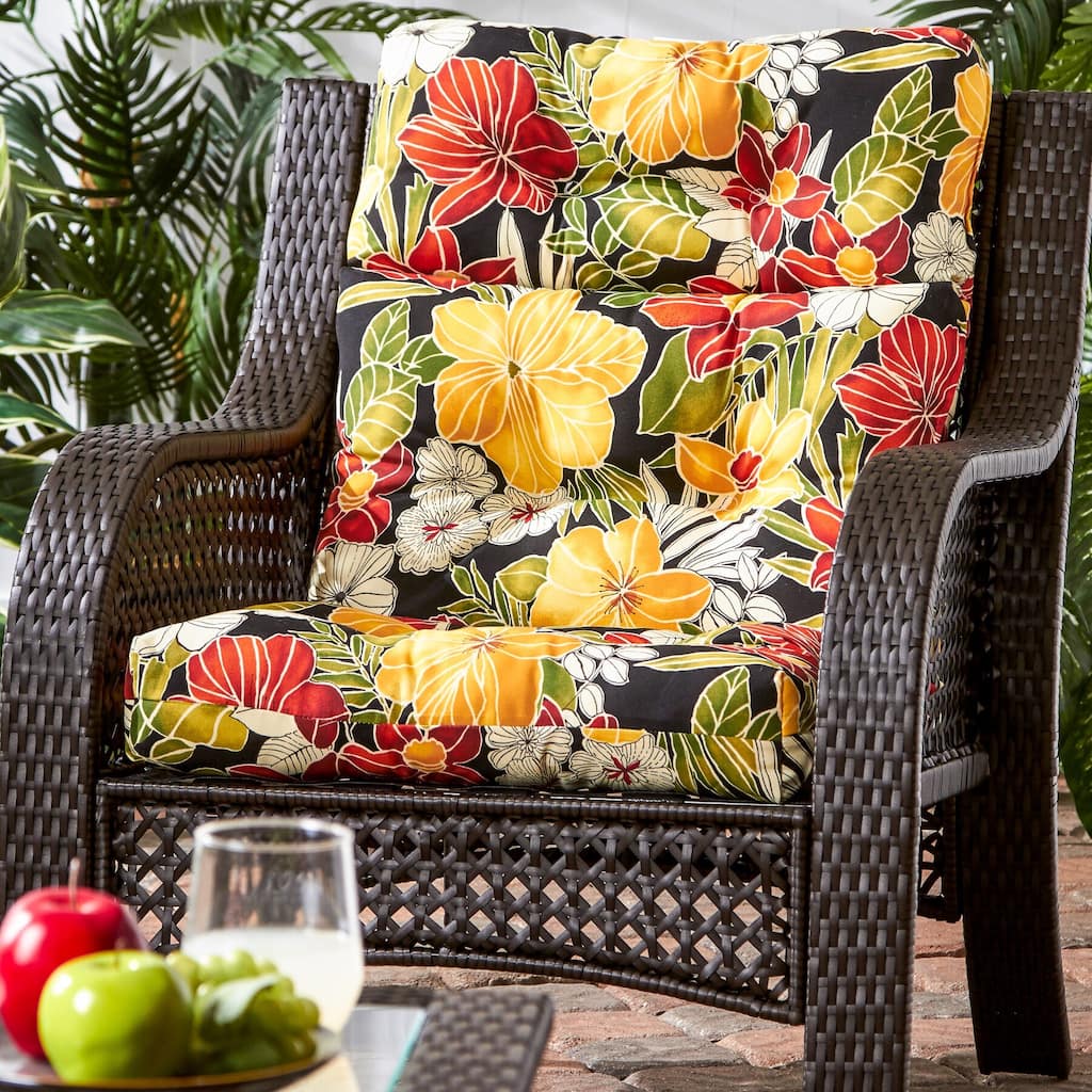 44x22-inch Aloha Floral Outdoor High-back Chair Cushion (Cushion Only)