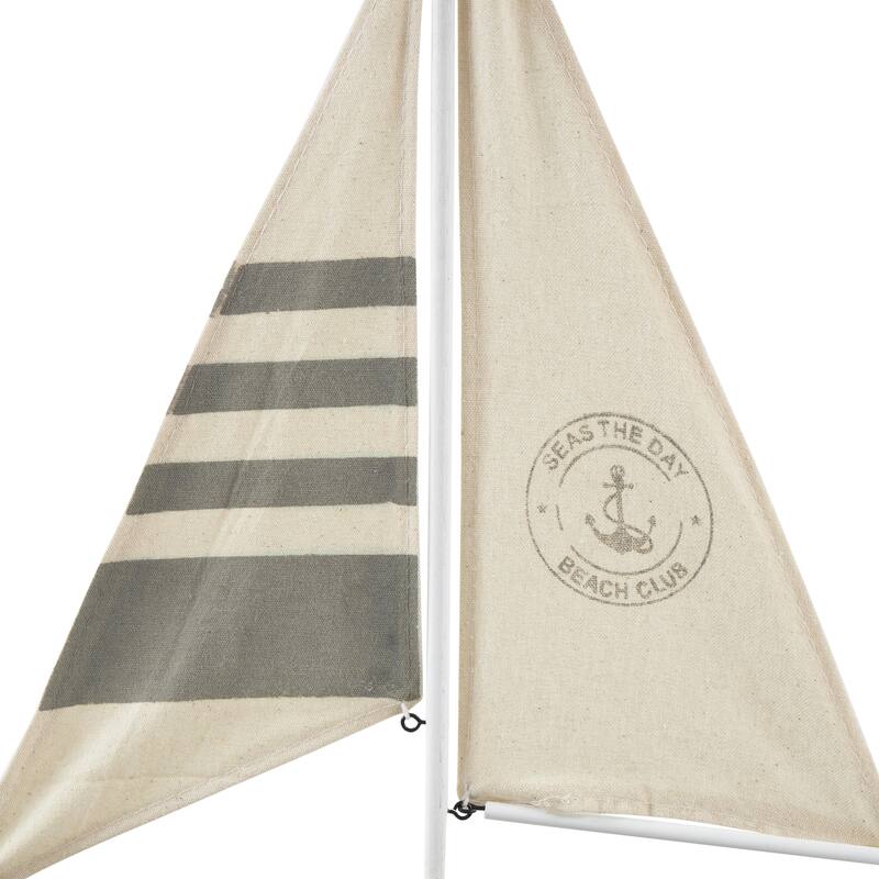 Cement Stone Sail Boat Handmade Decorative Sculpture with Cream Sails - Gray - Roche River Decor