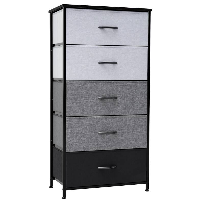 5 Drawers Vertical Dresser Storage Tower Organizer Unit for Bedroom - Black&Gray - 5-drawer