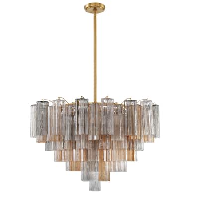 Addis 16 Light Aged Brass Chandelier - 32"W x 21.5"H x 32"D