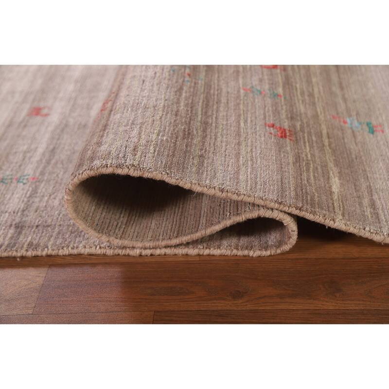 Modern Gabbeh Rug Hand-Knotted Tribal Wool Carpet - 7'11"x 9'7"