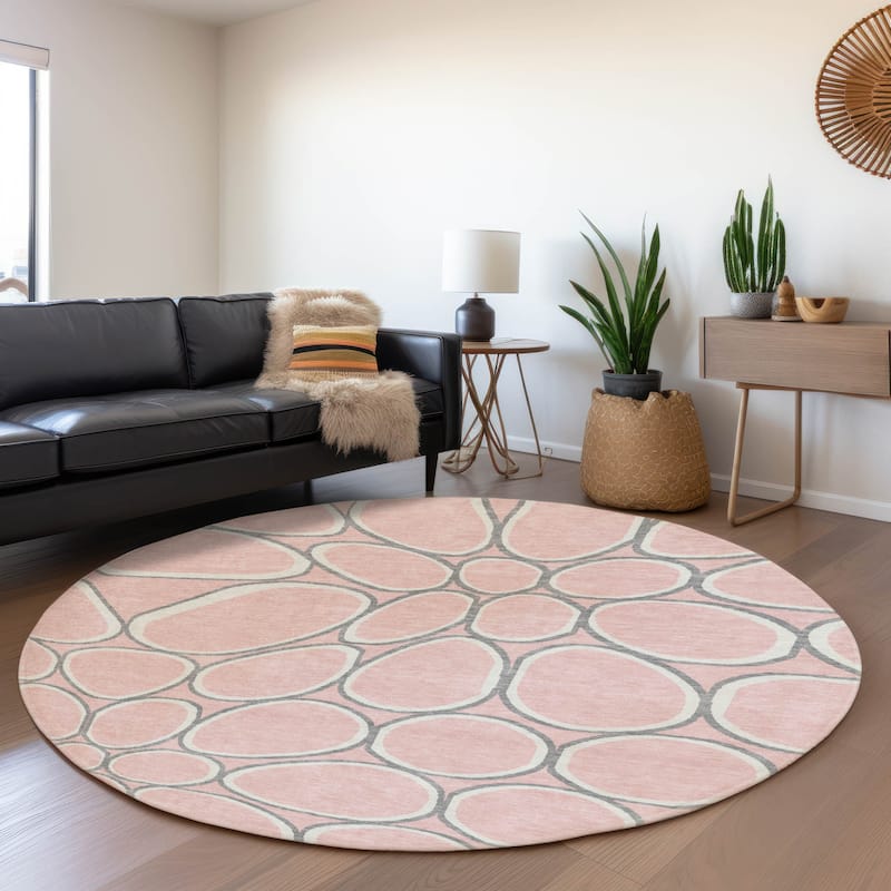 Premium Washable Super Soft Contemporary Bubble Mayfield Rug - Pink - 8' x 8'