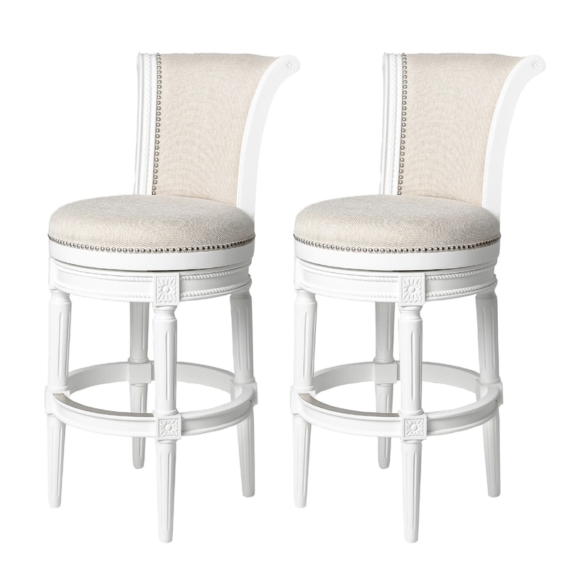 Maven Lane 31" Pullman Swivel Bar Height Kitchen Stool - Set of 2 - Alabaster White