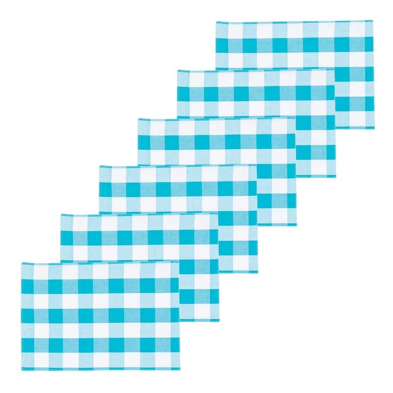Franklin Checkered Plaid Turquoise Placemat Set 6 - Bed Bath & Beyond ...