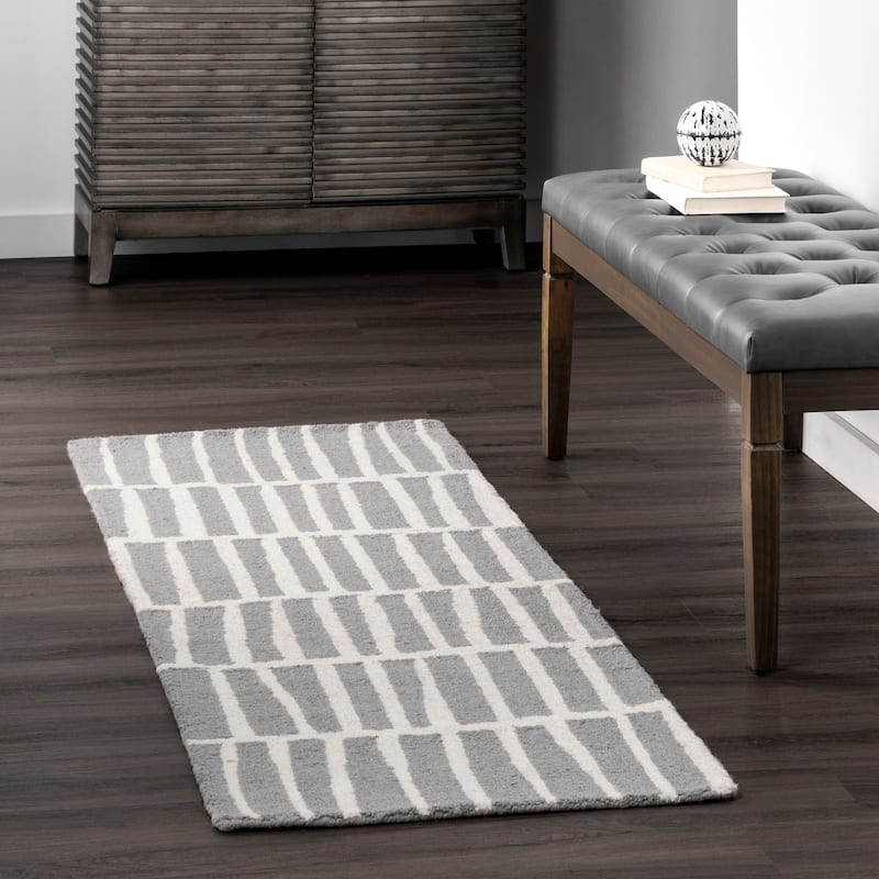 Nuloom Roxane Contempoary Striped Area Rug - 2' x 6' Runner - Grey