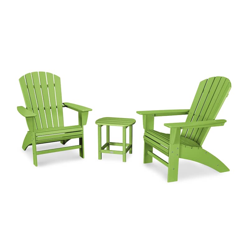 POLYWOOD Nautical 3-piece Adirondack Chair and Table Set - Lime