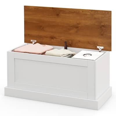 Gymax 35.5'' Storage Chest Lift Top Storage Box w/ Safety Hydraulic