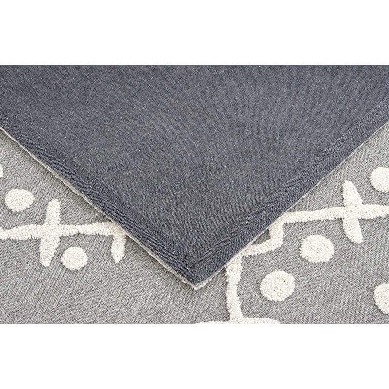 Handmade Athens Collection Gray/Ivory Wool Area Rug