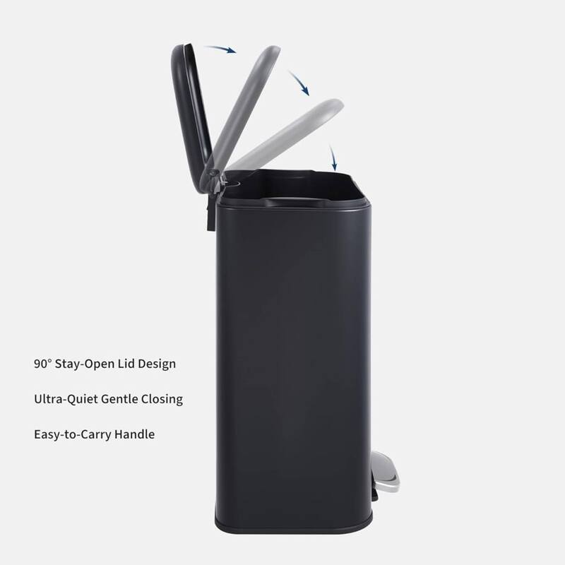 5.2 Gal Fingerprint-Proof Step Rubbish Bin, Trash Can for Bathroom, Kitchen