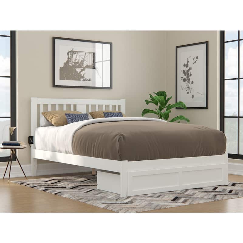Bed with Foot Drawer & USB Charger - Grey - 80x60x38 - Storage Bed