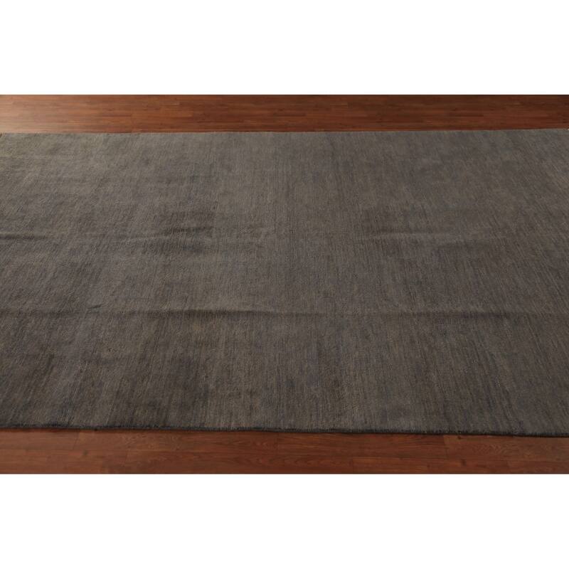 Gray Gabbeh Modern Area Rug Hand-Knotted Wool Carpet - 6'4" x 9'10"
