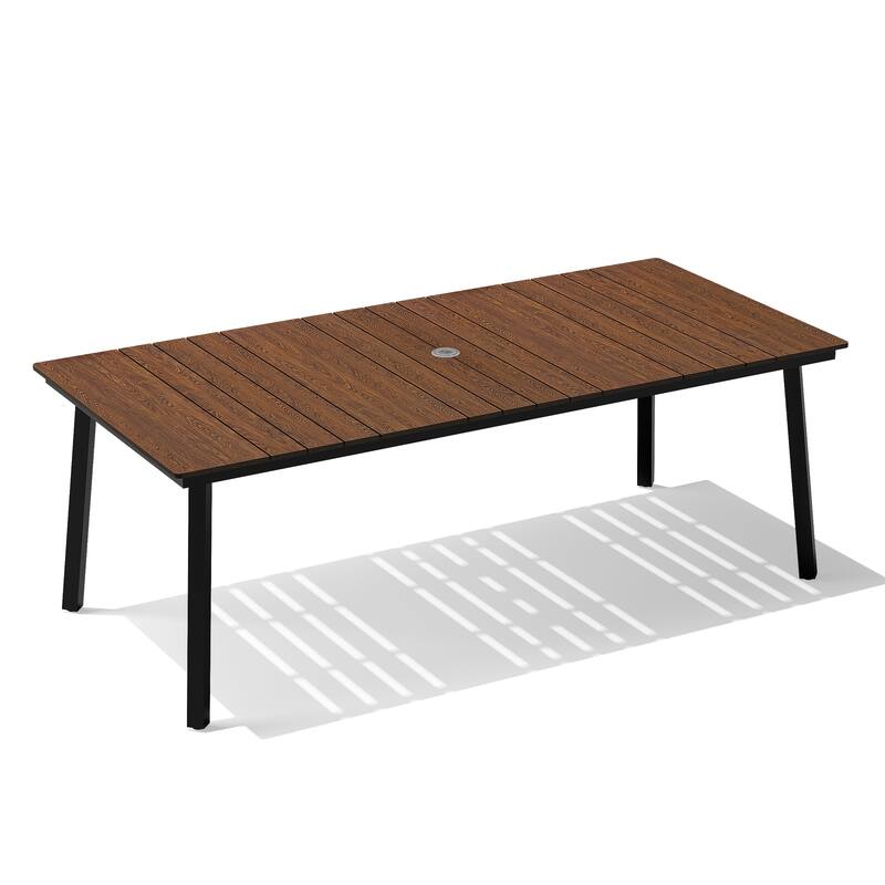 Crestlive Products Outdoor Rectangle Patio Dining Table with Umbrella Hole
