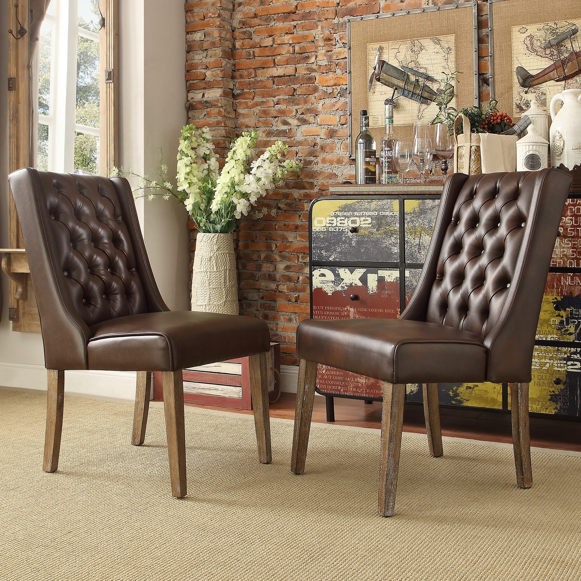 Tays Tufted Linen Wingback Dining Chairs (Set of 2) by Furniture of America  - On Sale - Bed Bath & Beyond - 20830807