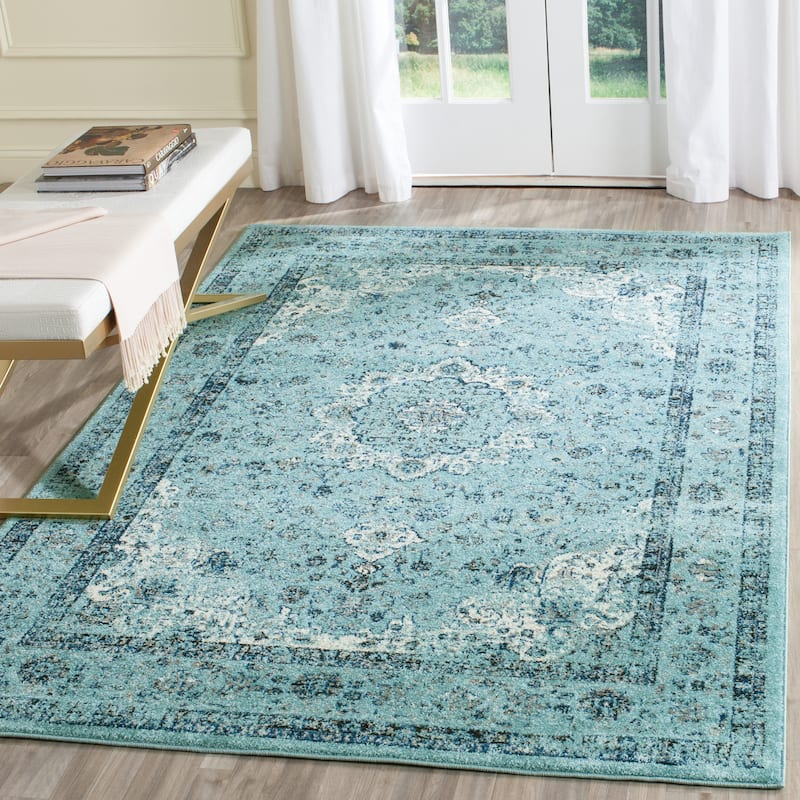 SAFAVIEH Evoke Annabel Vintage Shabby Chic Oriental Rug - 3' x 5' - Light Blue/Light Blue