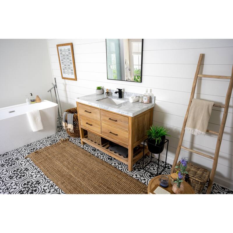 Willow Collections 48 in. W x 22 in. D Parker Solid Teak Single Sink Bathroom Vanity with Countertop