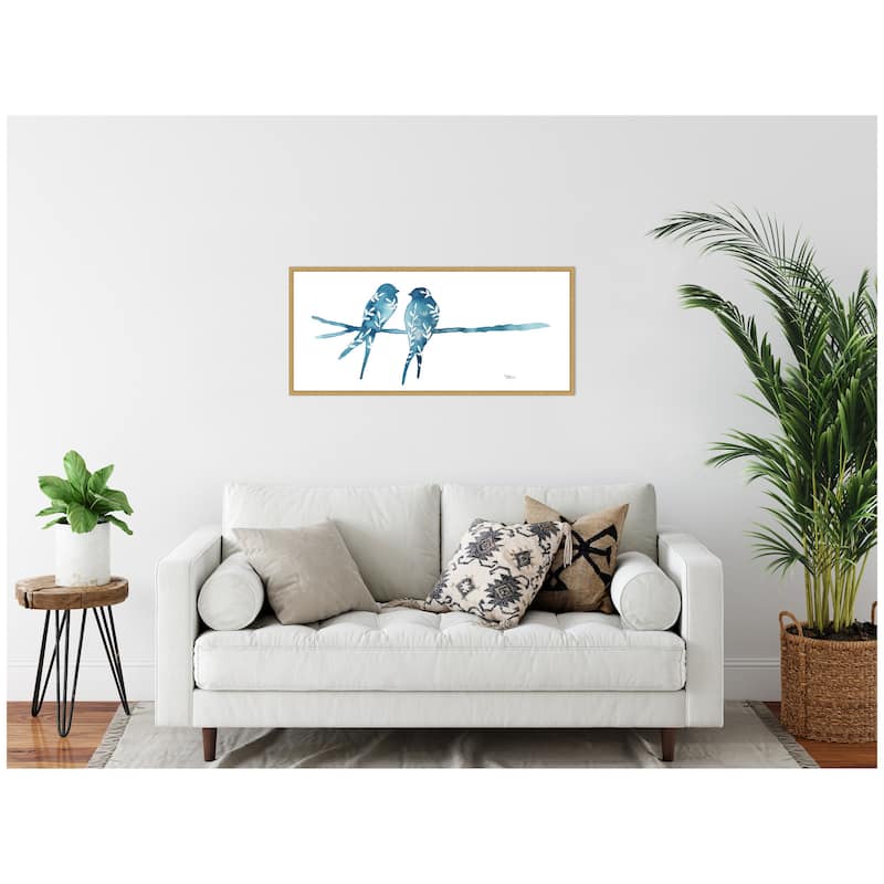 Kate and Laurel Sylvie Botanical Birds Framed Canvas by Julie Maida