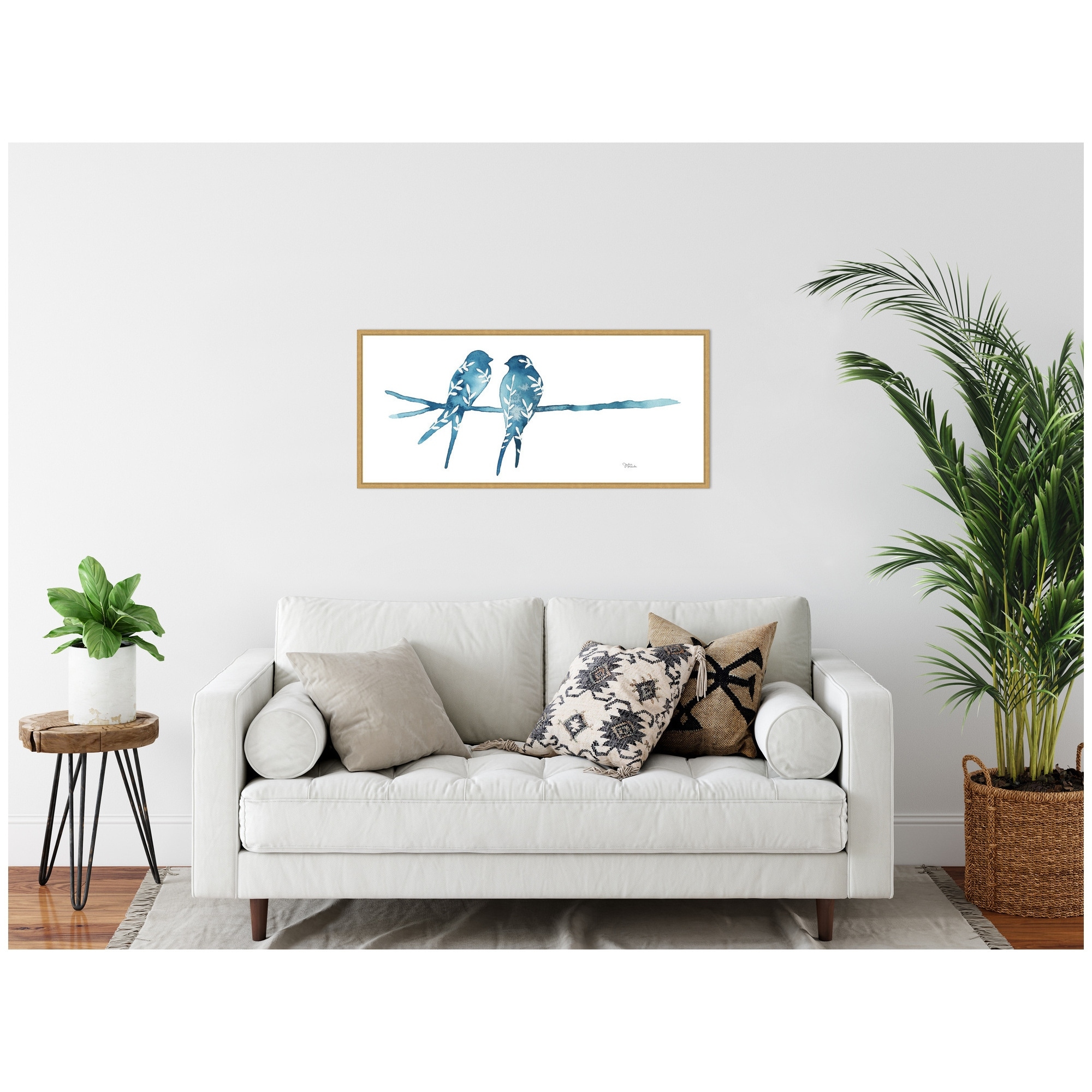 Kate and Laurel Sylvie Botanical Birds Framed Canvas by Julie Maida