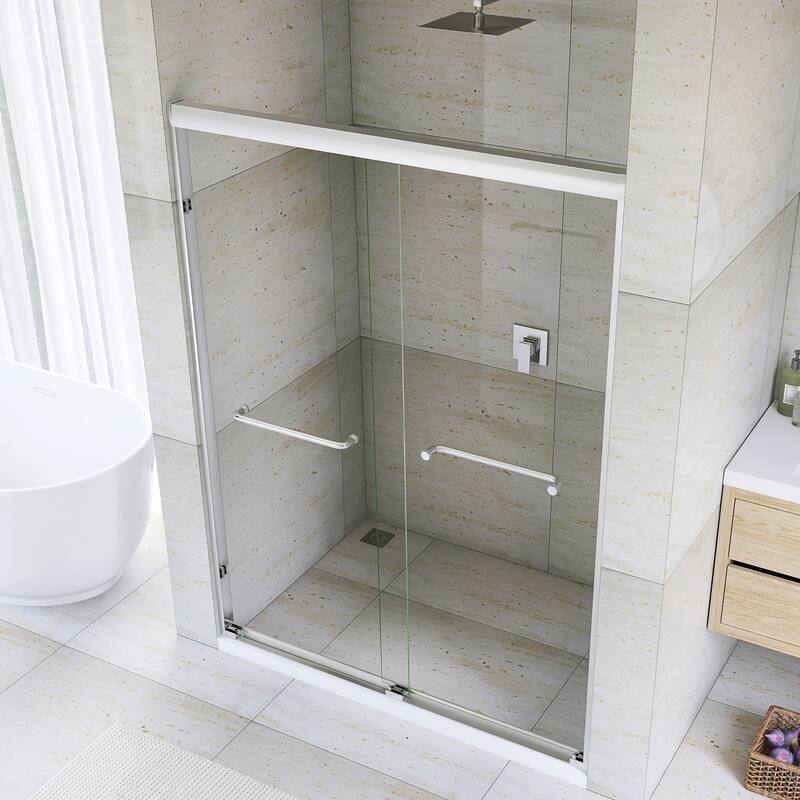 Double Sliding Framed Shower Door in Matte Black Finish