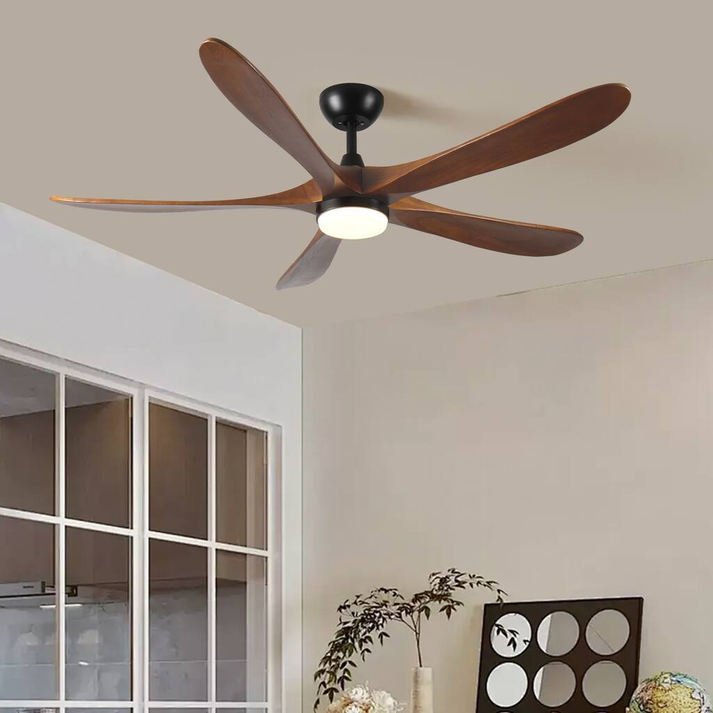 5 blade solid wood 52 inch ceiling fan light