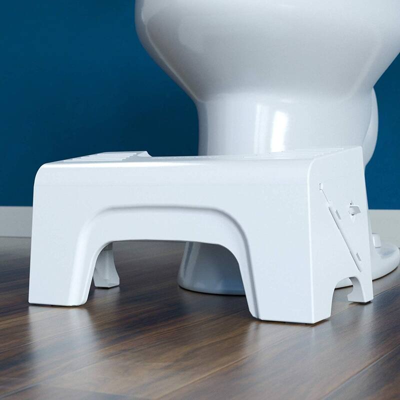 Squatty Potty Fold N Stow Compact Foldable Toilet Stool, White, 8 Inch Foldable Squatting Potty Stools for Bathroom - White