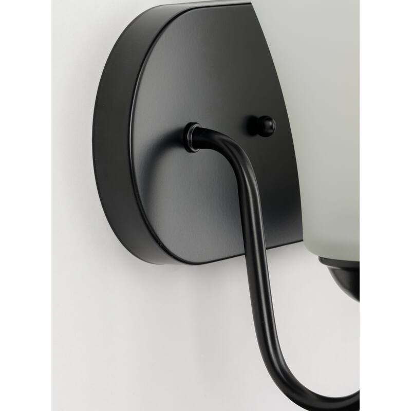 Classic Collection Two-Light Matte Black Etched Glass Traditional Bath Vanity Light - 13 in x 7 in x 7.875 in