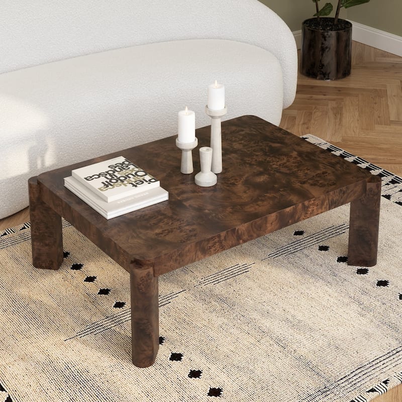 Studio London Chorus 46" Coffee Table with Wood Modern Design - Dark Burl - Wood