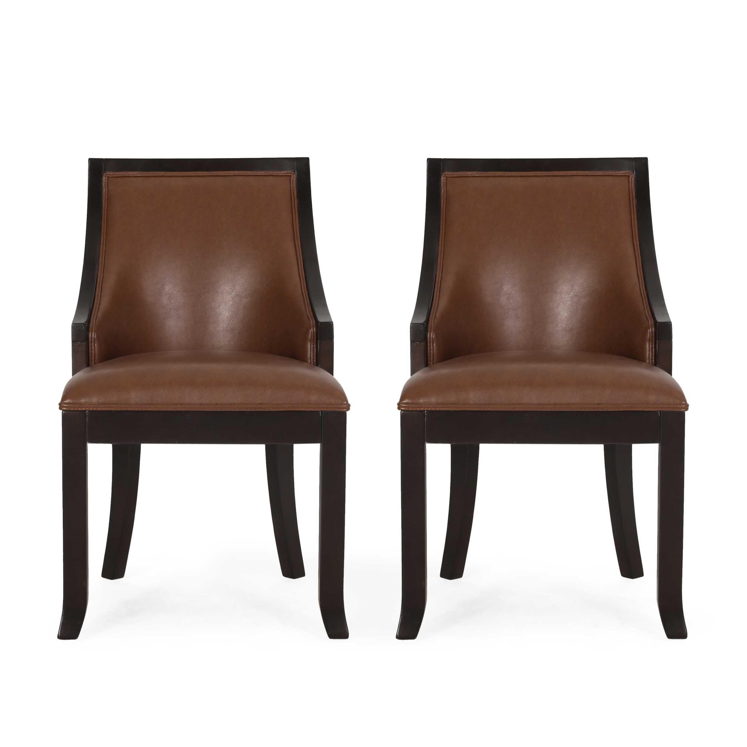 Wharton top grain leather dining deals chair by christopher knight home