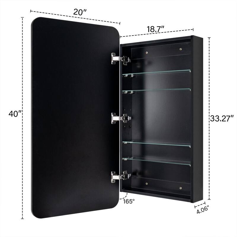 TEHOME Garnes Recessed or Surface Mount Framed Medicine Cabinet with Adjustable Shelves